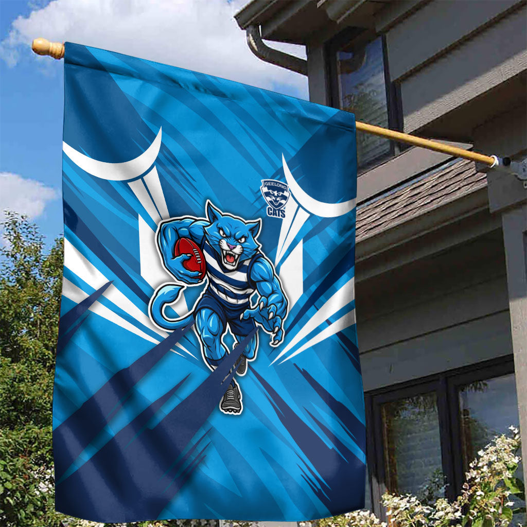 Geelong Cats Australian Football Garden Flag Fierce Wildcat Mascot - Bold Team Colors