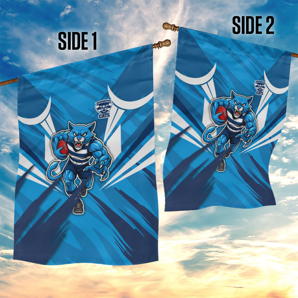 Geelong Cats Australian Football Garden Flag Fierce Wildcat Mascot - Bold Team Colors