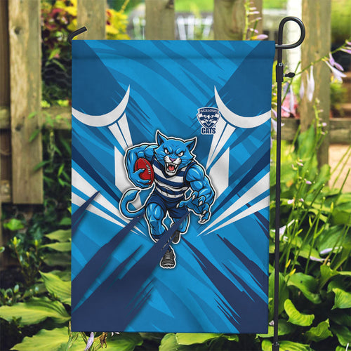 Geelong Cats Australian Football Garden Flag Fierce Wildcat Mascot - Bold Team Colors