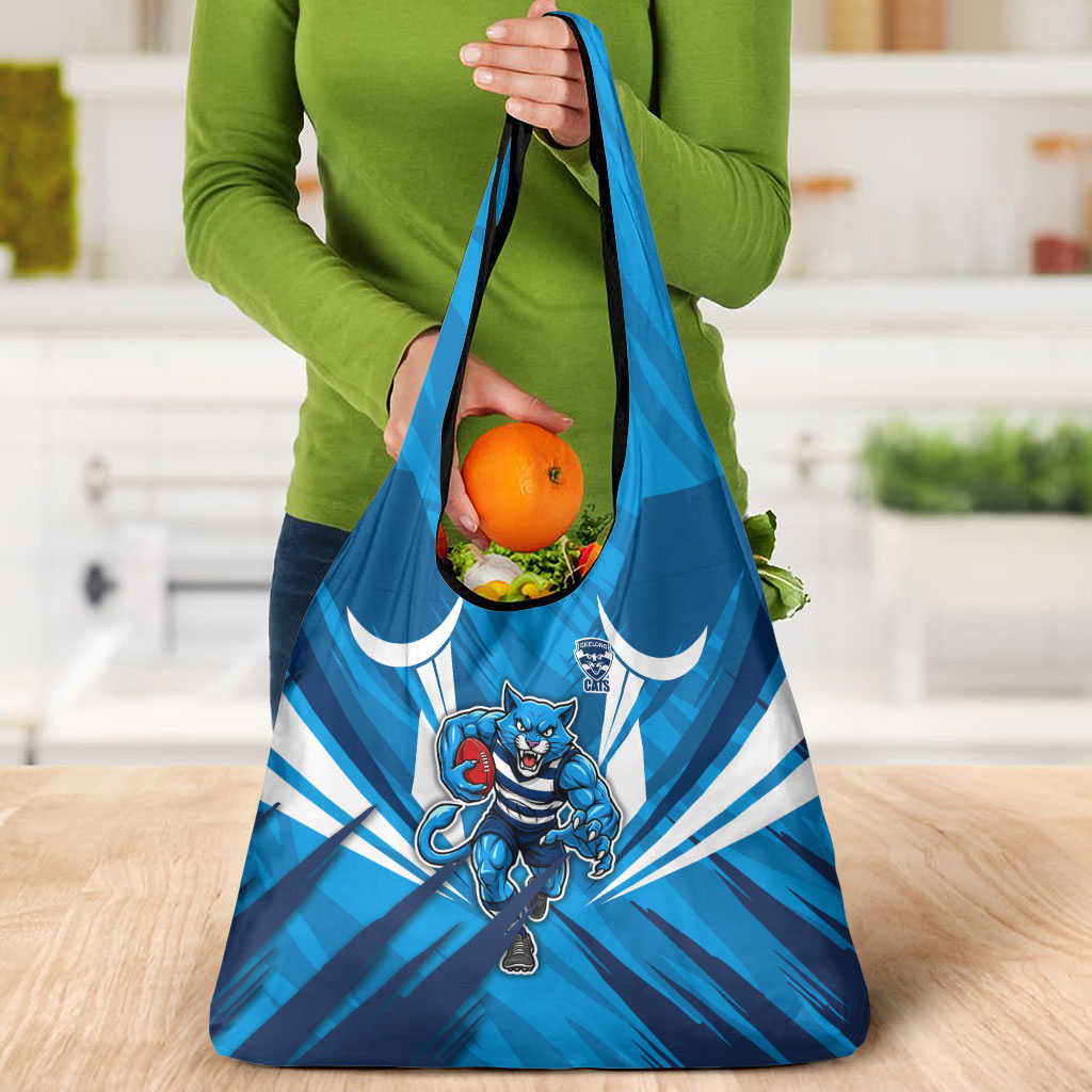 Geelong Cats Australian Football Grocery Bag Fierce Wildcat Mascot - Bold Team Colors