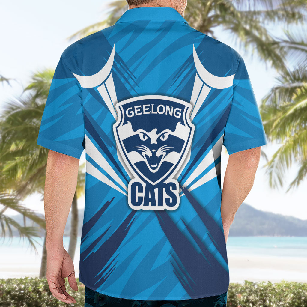 Geelong Cats Australian Football Hawaiian Shirt Fierce Wildcat Mascot - Bold Team Colors