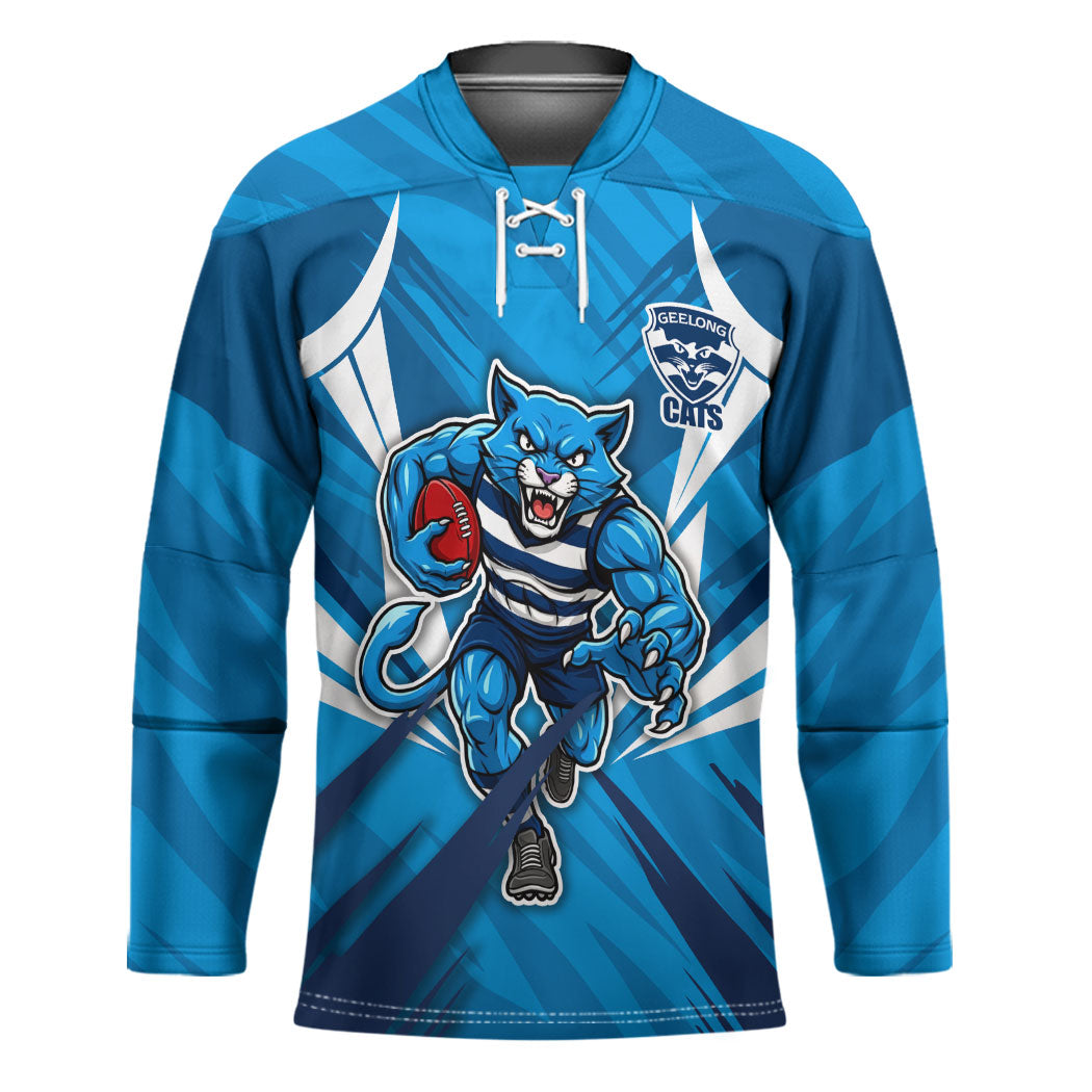 Geelong Cats Australian Football Hockey Jersey Fierce Wildcat Mascot - Bold Team Colors