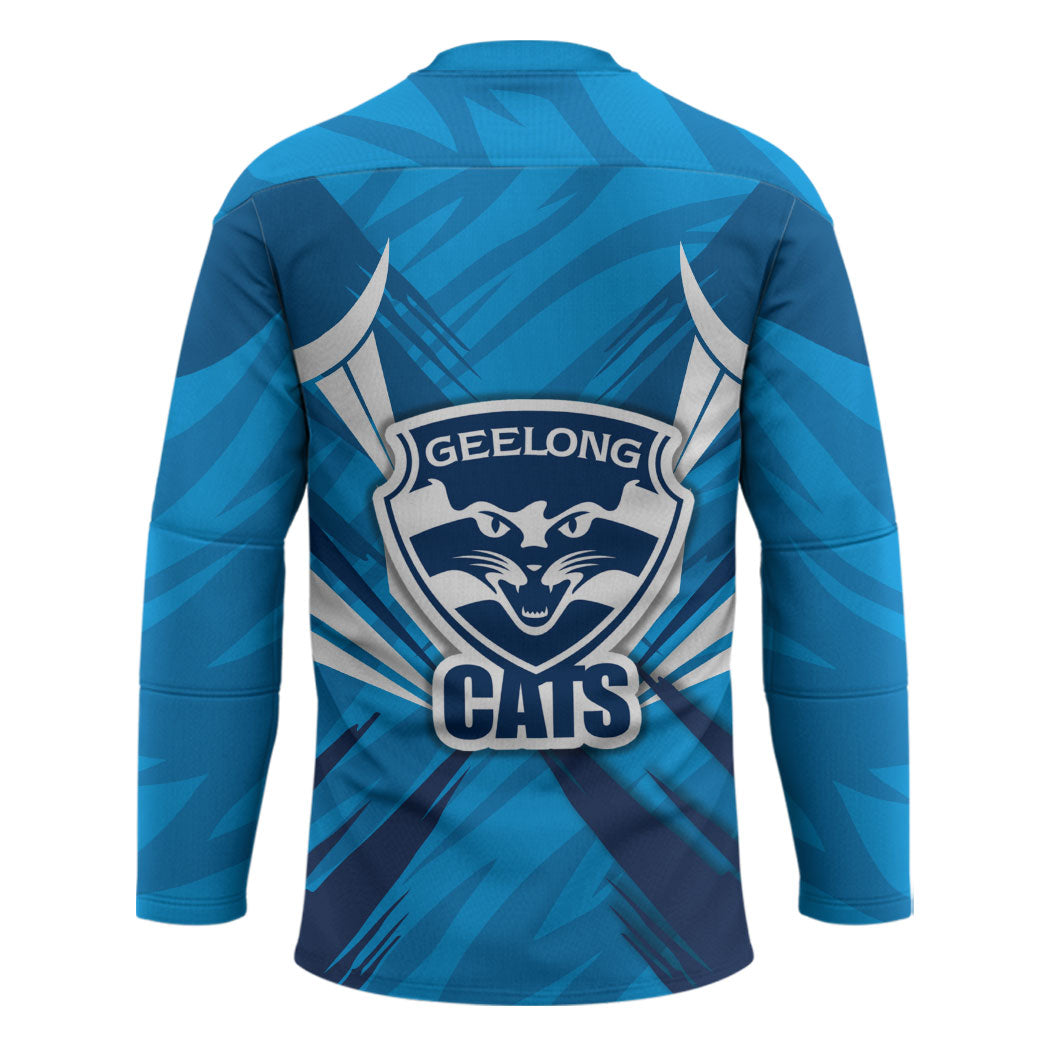 Geelong Cats Australian Football Hockey Jersey Fierce Wildcat Mascot - Bold Team Colors