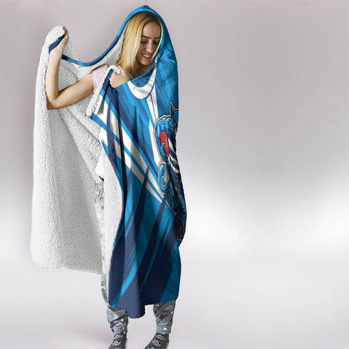 Geelong Cats Australian Football Hooded Blanket Fierce Wildcat Mascot - Bold Team Colors