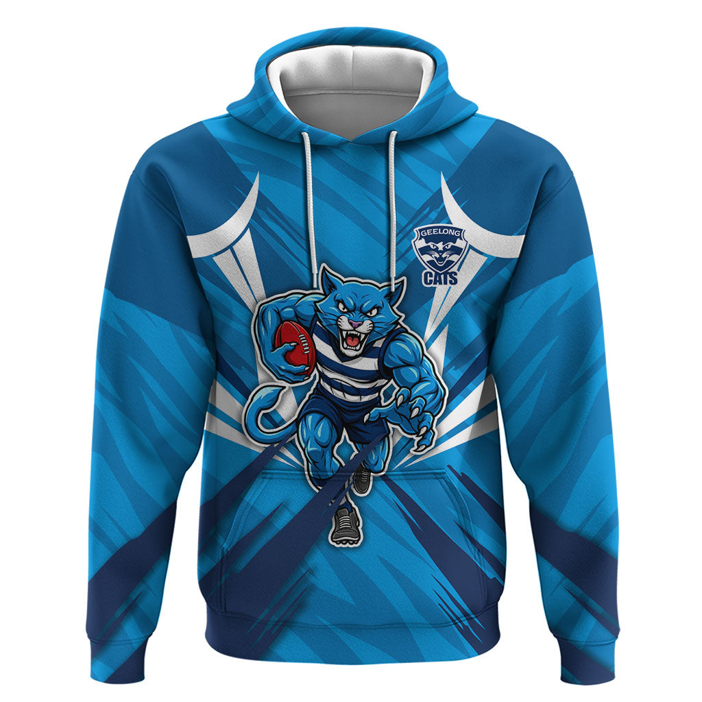 Geelong Cats Australian Football Hoodie Fierce Wildcat Mascot - Bold Team Colors
