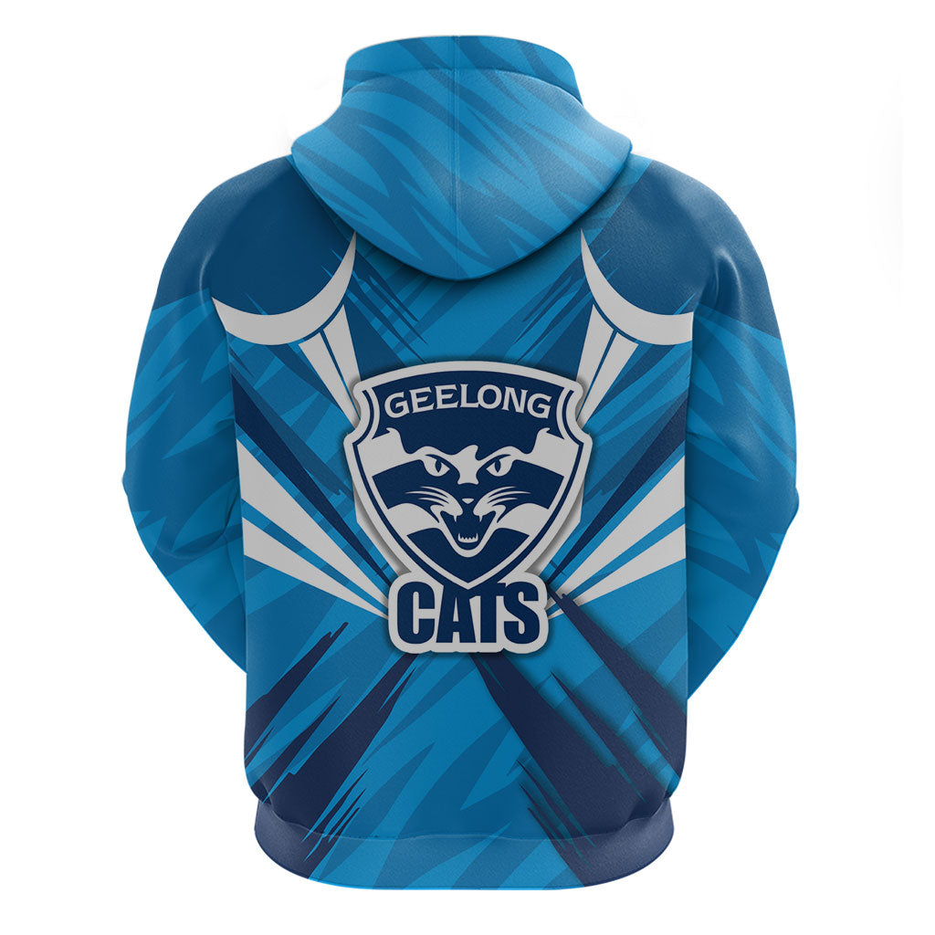 Geelong Cats Australian Football Hoodie Fierce Wildcat Mascot - Bold Team Colors