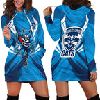 Geelong Cats Australian Football Hoodie Dress Fierce Wildcat Mascot - Bold Team Colors