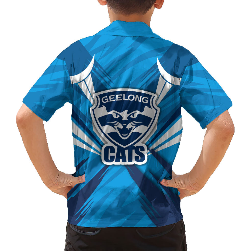 Geelong Cats Australian Football Kid Hawaiian Shirt Fierce Wildcat Mascot - Bold Team Colors
