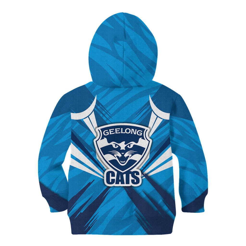 Geelong Cats Australian Football Kid Hoodie Fierce Wildcat Mascot - Bold Team Colors