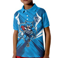Geelong Cats Australian Football Kid Polo Shirt Fierce Wildcat Mascot - Bold Team Colors