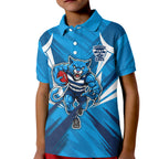 Geelong Cats Australian Football Kid Polo Shirt Fierce Wildcat Mascot - Bold Team Colors