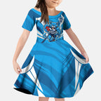 Geelong Cats Australian Football Kid Short Sleeve Dress Fierce Wildcat Mascot - Bold Team Colors