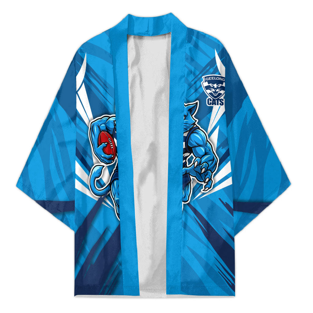 Geelong Cats Australian Football Kimono Fierce Wildcat Mascot - Bold Team Colors