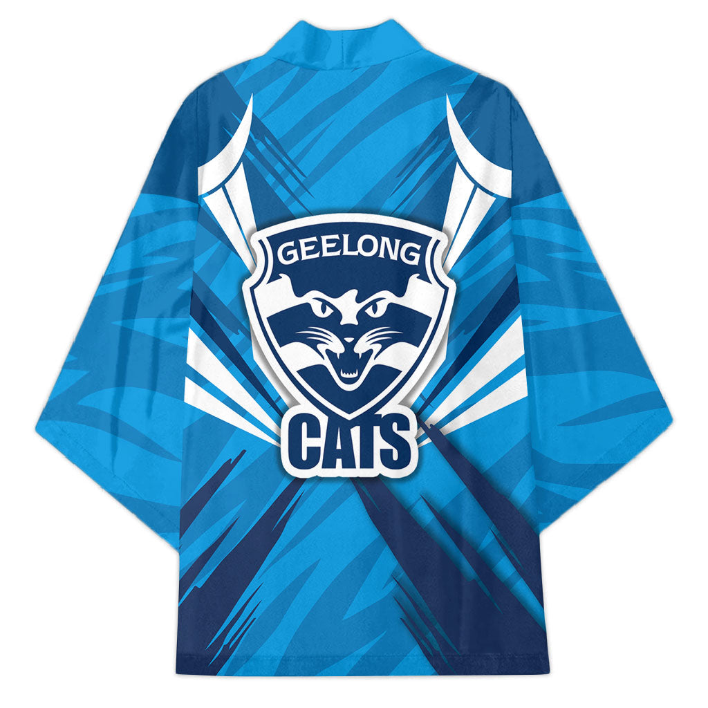 Geelong Cats Australian Football Kimono Fierce Wildcat Mascot - Bold Team Colors