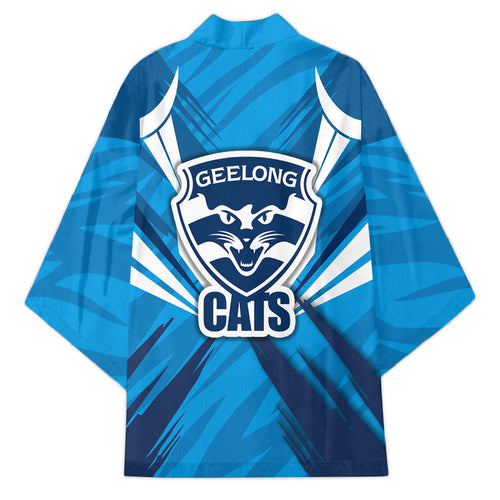 Geelong Cats Australian Football Kimono Fierce Wildcat Mascot - Bold Team Colors