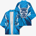 Geelong Cats Australian Football Kimono Fierce Wildcat Mascot - Bold Team Colors