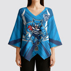 Geelong Cats Australian Football Kimono Sleeve Blouse Fierce Wildcat Mascot - Bold Team Colors
