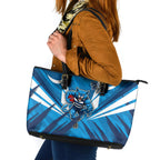 Geelong Cats Australian Football Leather Tote Bag Fierce Wildcat Mascot - Bold Team Colors