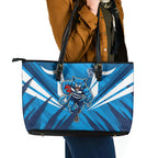 Geelong Cats Australian Football Leather Tote Bag Fierce Wildcat Mascot - Bold Team Colors
