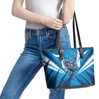 Geelong Cats Australian Football Leather Tote Bag Fierce Wildcat Mascot - Bold Team Colors