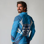 Geelong Cats Australian Football Long Sleeve Polo Shirt Fierce Wildcat Mascot - Bold Team Colors