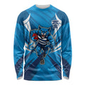 Geelong Cats Australian Football Long Sleeve Shirt Fierce Wildcat Mascot - Bold Team Colors