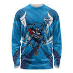 Geelong Cats Australian Football Long Sleeve Shirt Fierce Wildcat Mascot - Bold Team Colors