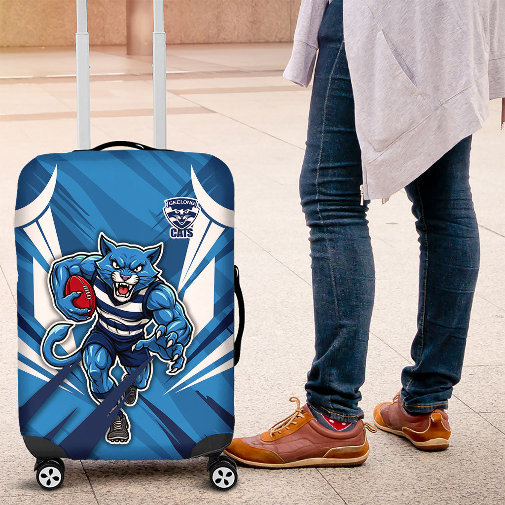 Geelong Cats Australian Football Luggage Cover Fierce Wildcat Mascot - Bold Team Colors