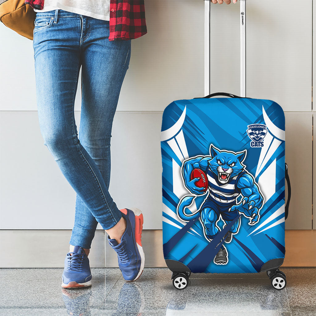 Geelong Cats Australian Football Luggage Cover Fierce Wildcat Mascot - Bold Team Colors