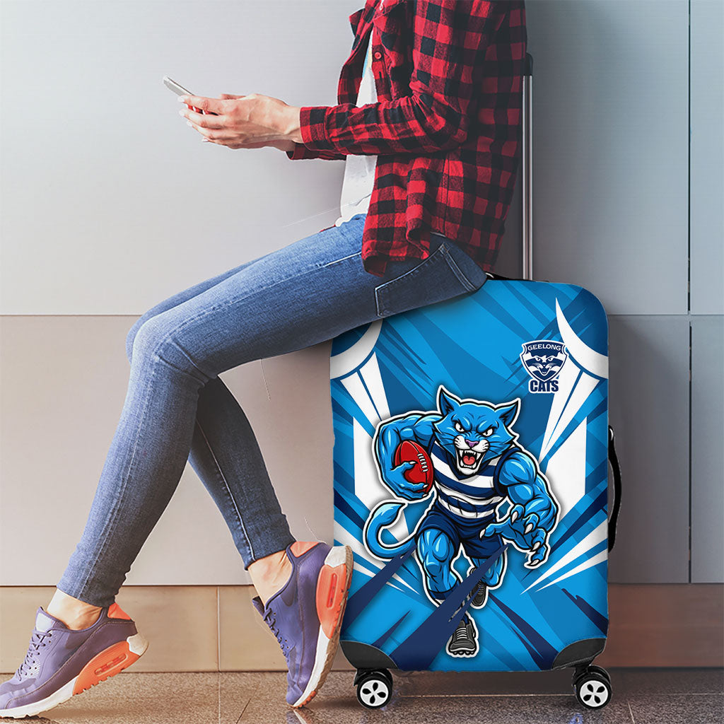 Geelong Cats Australian Football Luggage Cover Fierce Wildcat Mascot - Bold Team Colors