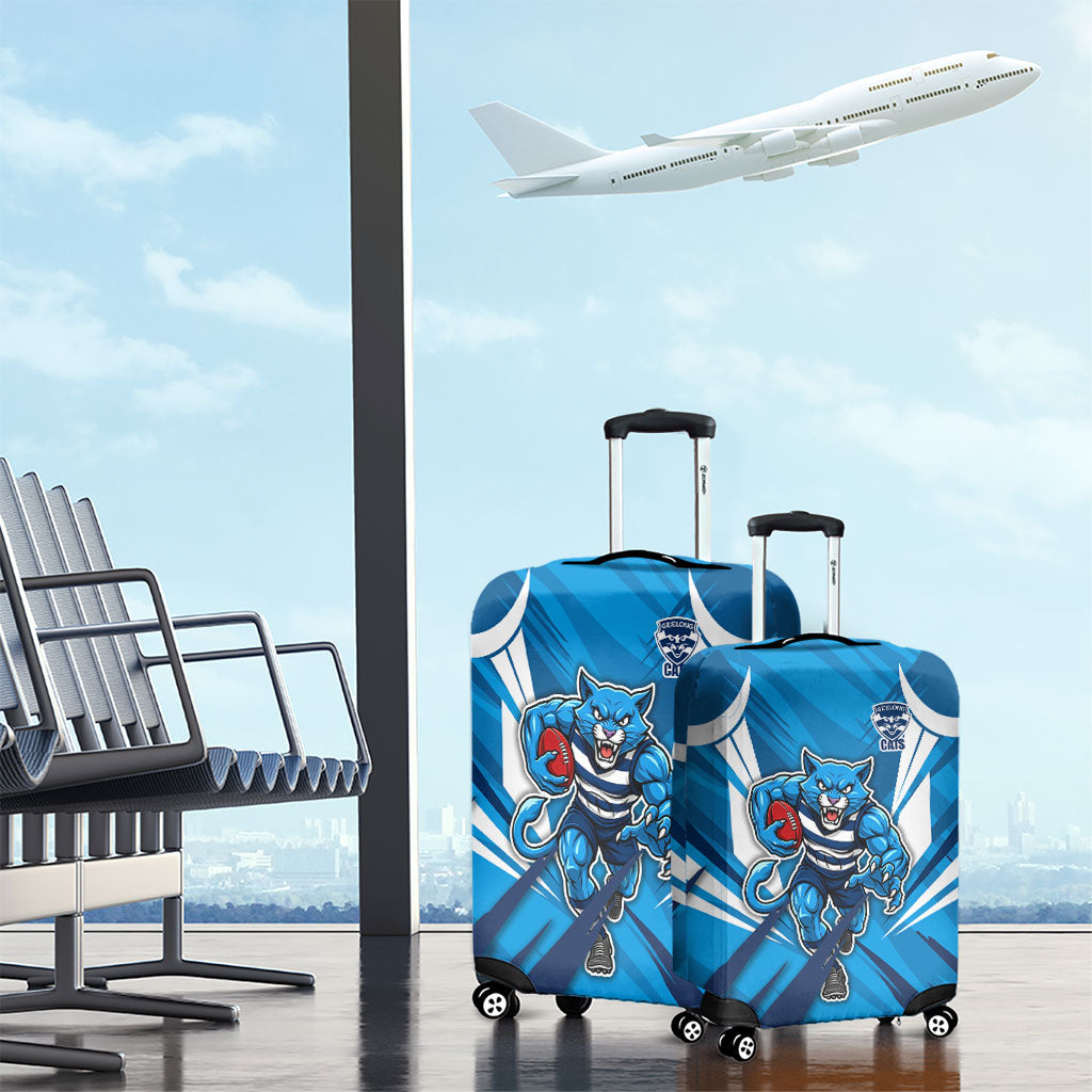 Geelong Cats Australian Football Luggage Cover Fierce Wildcat Mascot - Bold Team Colors