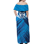 Geelong Cats Australian Football Off Shoulder Maxi Dress Fierce Wildcat Mascot - Bold Team Colors