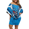 Geelong Cats Australian Football Off Shoulder Short Dress Fierce Wildcat Mascot - Bold Team Colors