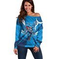 Geelong Cats Australian Football Off Shoulder Sweater Fierce Wildcat Mascot - Bold Team Colors