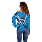 Geelong Cats Australian Football Off Shoulder Sweater Fierce Wildcat Mascot - Bold Team Colors