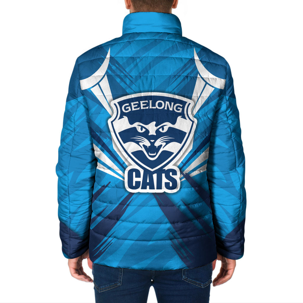 Geelong Cats Australian Football Padded Jacket Fierce Wildcat Mascot - Bold Team Colors