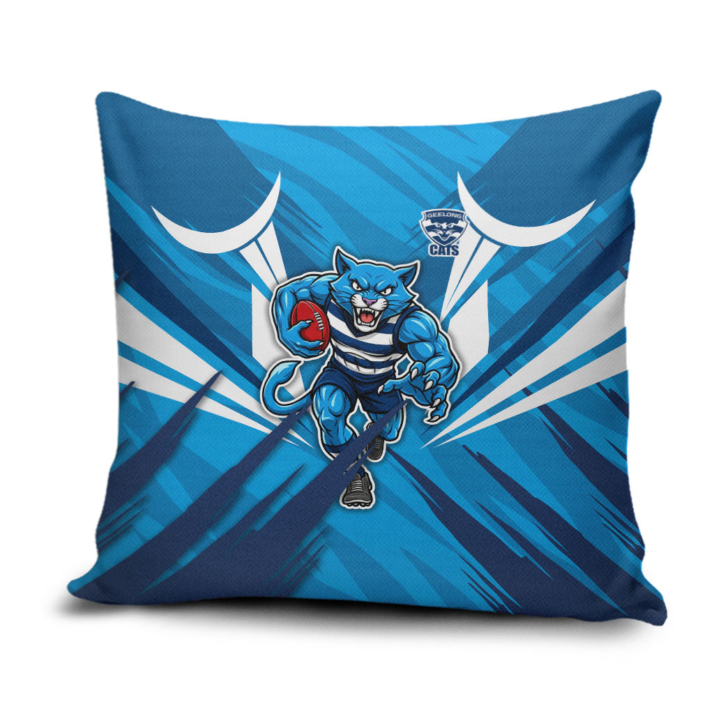 Geelong Cats Australian Football Pillow Cover Fierce Wildcat Mascot - Bold Team Colors