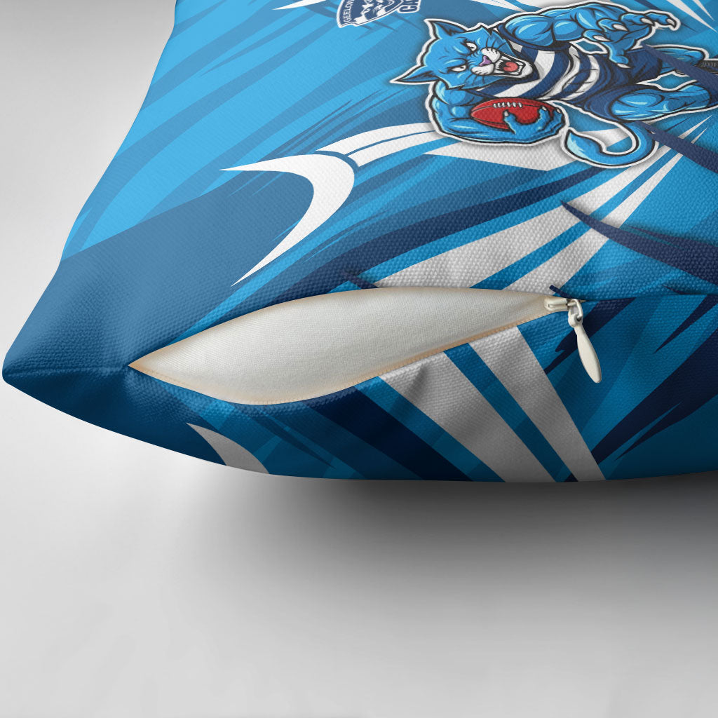 Geelong Cats Australian Football Pillow Cover Fierce Wildcat Mascot - Bold Team Colors
