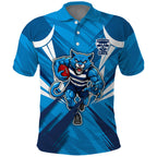 Geelong Cats Australian Football Polo Shirt Fierce Wildcat Mascot - Bold Team Colors