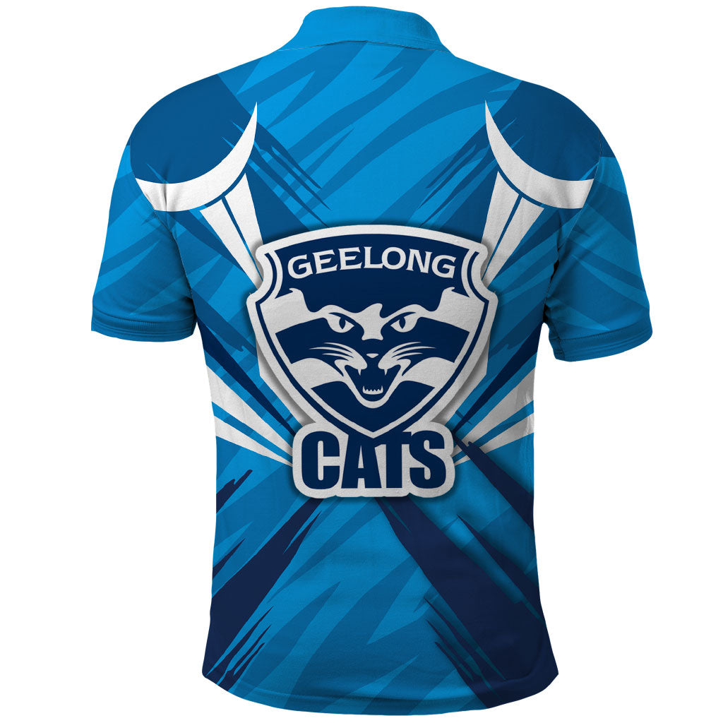 Geelong Cats Australian Football Polo Shirt Fierce Wildcat Mascot - Bold Team Colors
