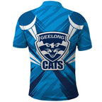 Geelong Cats Australian Football Polo Shirt Fierce Wildcat Mascot - Bold Team Colors