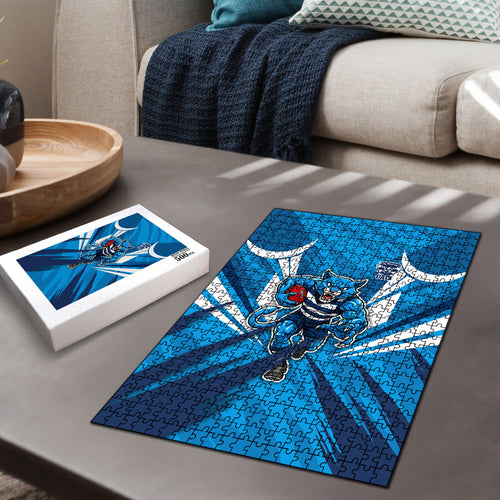 Geelong Cats Australian Football Puzzle Fierce Wildcat Mascot - Bold Team Colors