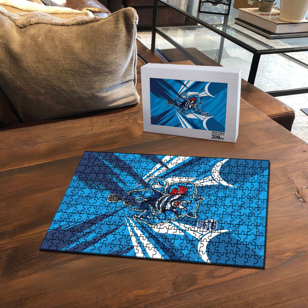 Geelong Cats Australian Football Puzzle Fierce Wildcat Mascot - Bold Team Colors