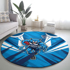 Geelong Cats Australian Football Round Carpet Fierce Wildcat Mascot - Bold Team Colors