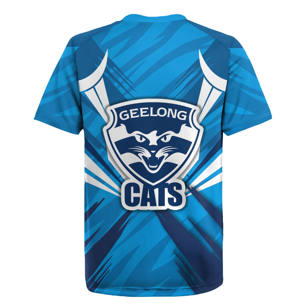 Geelong Cats Australian Football Rugby Jersey Fierce Wildcat Mascot - Bold Team Colors