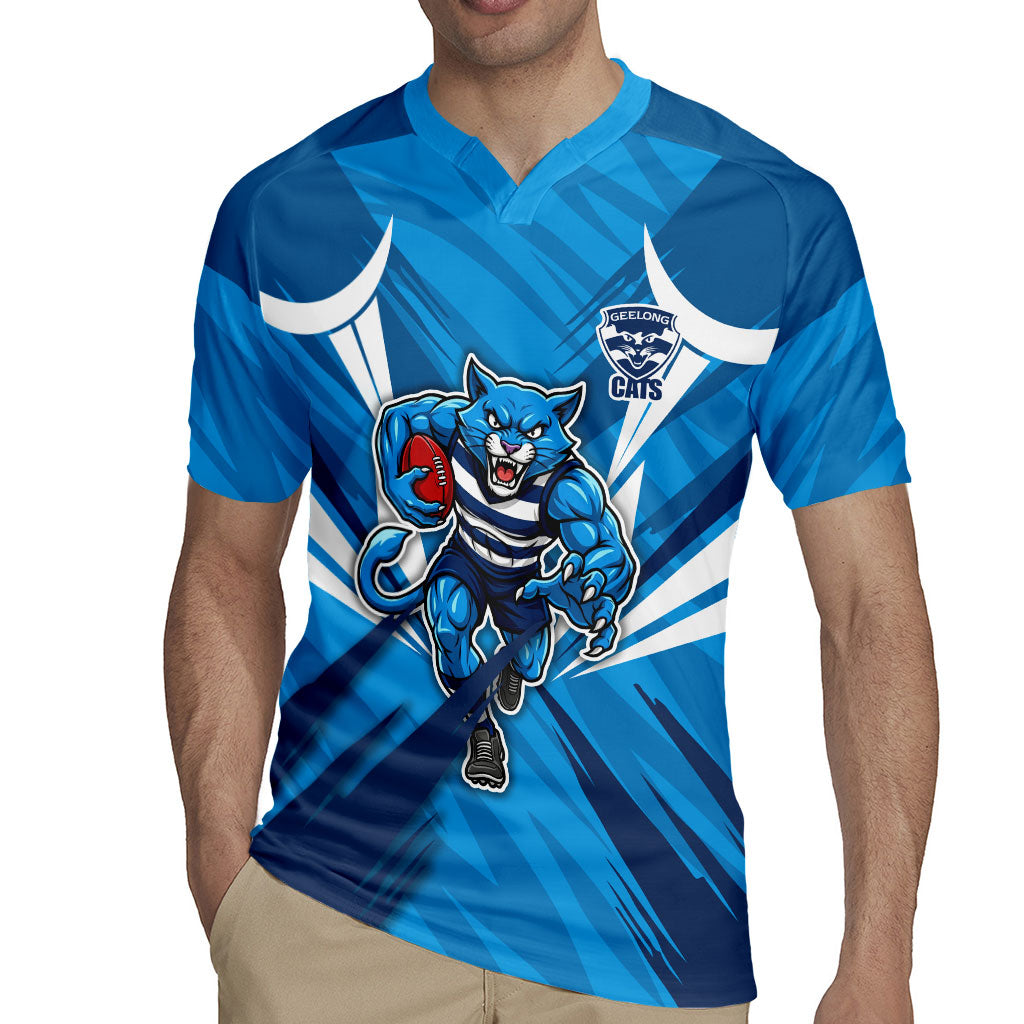 Geelong Cats Australian Football Rugby Jersey Fierce Wildcat Mascot - Bold Team Colors