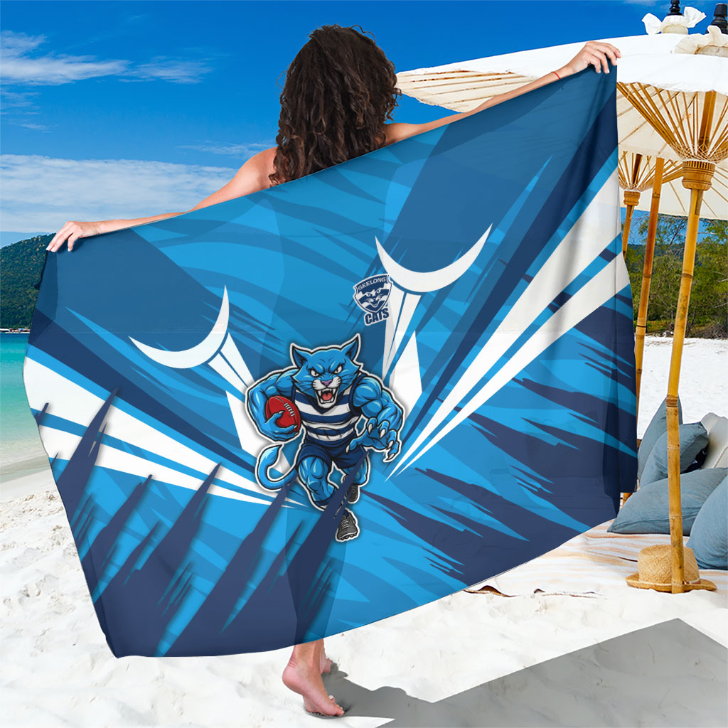 Geelong Cats Australian Football Sarong Fierce Wildcat Mascot - Bold Team Colors