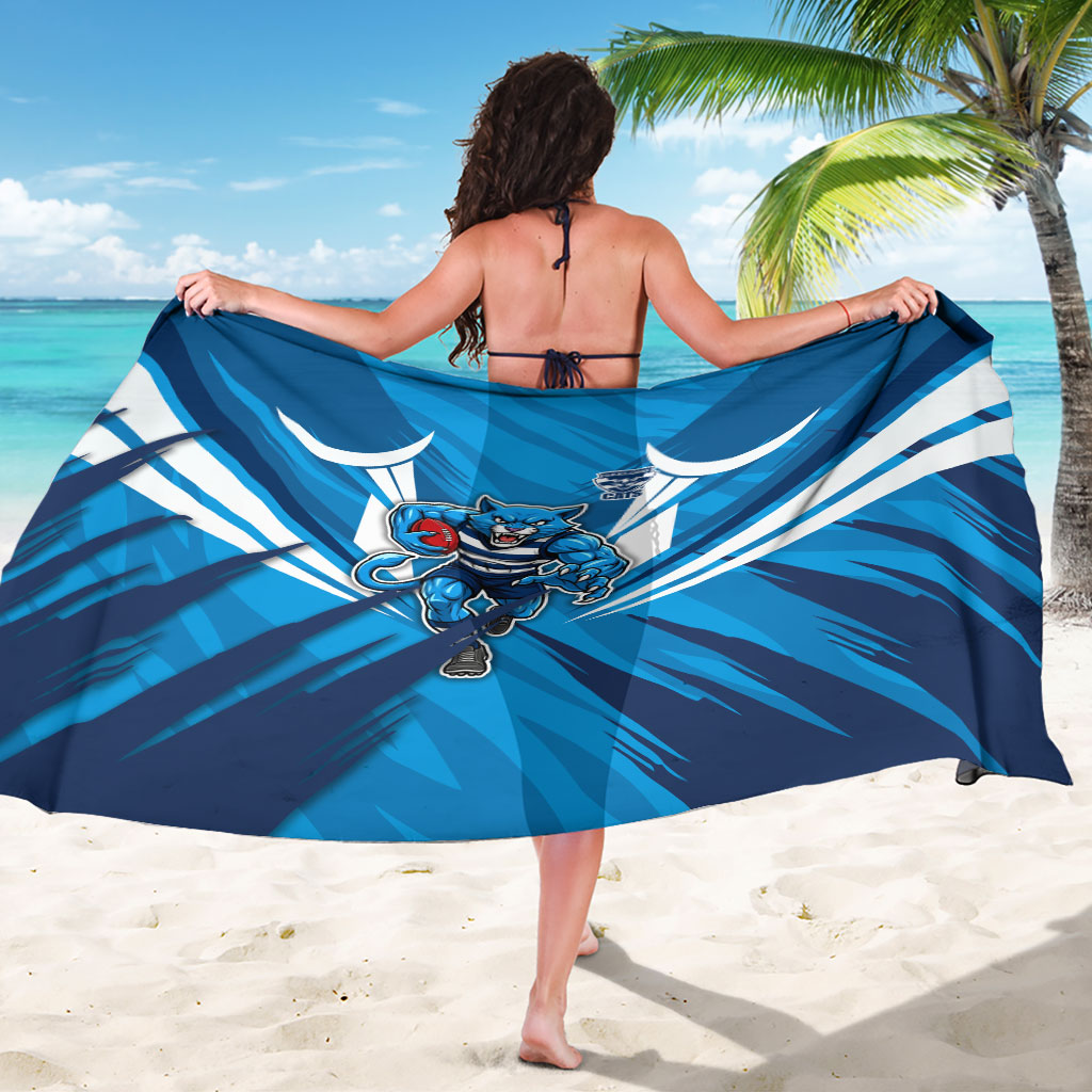 Geelong Cats Australian Football Sarong Fierce Wildcat Mascot - Bold Team Colors