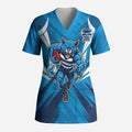 Geelong Cats Australian Football Scrub Top Fierce Wildcat Mascot - Bold Team Colors