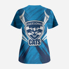 Geelong Cats Australian Football Scrub Top Fierce Wildcat Mascot - Bold Team Colors